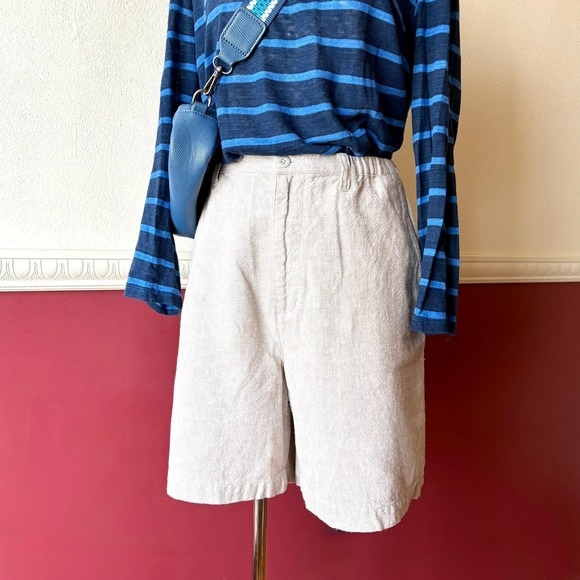 Field Gear Pants - Vintage‎ Field Gear Linen Cotton Shorts Beige High Rise Elastic Waist Women's 12